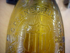 Old Bottle Sanborn   Son Union Brand Boston Pickles Jar Rare Yellow