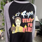 The Office Ryan Started The Fire Raglan Long Sleeve T-shirt Black gray M