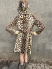 Vintage 50s 60s Leopard Print Faux Fur Coat Mod Retro Swing Coat Union Tag
