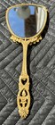 Vintage Hand Held Vanity Mirror In Gold Toned Metal - Exquisite And Rare Matson 