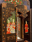 Antique 19th C  Magnificently Lacquer Painted Islamic Persian Qajar Large Mirror