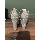 Faux Pearl And Rhinestone Ankle Strap Platform Chunky Heel Wedding Peep Toe