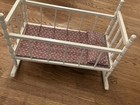 Vintage Baby Doll Cradle 1950 s Rocking White Wood