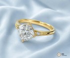 3 Ct Igi Cushion F-vs1 Lab Grown Diamond Women Engagement Ring 14k Yellow Gold