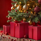 5pcs Red Glitter Xmas Gift Box Set With Lid 1 Count  pack Of 5   Foil 