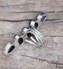925 Sterling Silver Black Onyx Five Gemstone Minimalist Ring R100