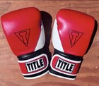 Title Boxing Gel E-series Training Gloves Red Black Leather Sparring Heavy Bag