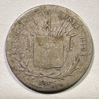 1865 Gw Costa Rica 5 Centavos Silver First Year Type Coin Scarce
