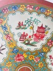Vtg Daher Decorated Ware England Metal Tray Floral Chinoiserie Pagoda Bird Pink