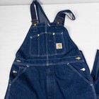 Carhartt Denim Bib Overalls Mens 36 Blue Cutoff Shorts Carpenter Vtg Usa Made