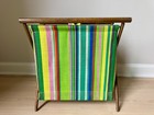 Vintage Mcm Foldable Sewing Yarn Knit Crochet Basket Caddy Tote Wood Frame Retro
