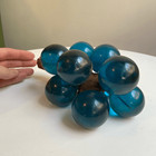 Vintage Mid-century Lucite Grape Cluster Turquoise Blue On Driftwood