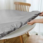 Round Vinyl Tablecloth With Elastic Edge Flannel Backing  Fitted Pvc Table Cl   