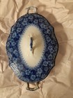 From 1897  Antique Grace Flow Blue Platter Grindley Flowers Scalloped 12   W top