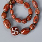 Ancient Red Jasper Beads Necklace With Etched Painted Carnelian Bead