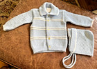 3 Cute Vintage 80s Soft Acrylic Baby Sweaters   1 Cap Blue Yellow White 3-12m  