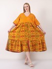 Women s Oversized Printed Kantha Cotton Frock Dress V-neck Wholesale Mix Lot
