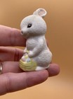 Vintage 1982 Hallmark Porcelain Easter Bunny Holding Basket Of Eggs 2 5   