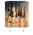 Horse Shower Curtain Bathroom Set Thickened Floor Mat Anti-skid Toilet Cover 