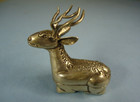 Unusual Antique Coin Silver  90   Resting Reindeer Pill Box  Maker Signed  17 3g