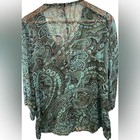 Charming Charlie Vintage Boho Floral Print Blouse Y2k Embellishments  Size Large