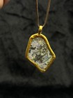 Ancient Rare Beautiful Patina Roman Glass Pendant With Gold Gilded Frame