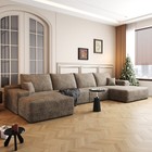 135  Boneless Couch Sectional Cloud Sofa Corduroy U Shaped Sofa Chaise W ottoman