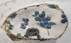 Decoupaged Oyster Shell Blueberry Print Ring Dish Trinket Jewelry Holder 