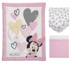 Disney Baby Minnie Mouse Hearts 3 Piece Crib Bedding Comforter Set Pink New