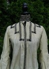 Antique 19th C Victorian Cotton W Black Lace Trim Women Blouse Color Light Green