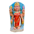Vintage Old Antique Marble Stone Hand Painted God Laxmi Ji Statue Sculpture