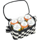 The Sak Crochet Soft Cooler Crossbody Bag Black Cream Check Print Insulated