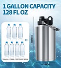 Insulated Water Bottle  1 Gallon Jug With Handle  128 Oz Stainless Steel Large 