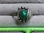 Antique Sterling Silver   Malachite Taxco Mexico Ring Size 6 Signed