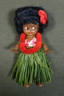 Vintage Knickerbocker Hawaiian Hula Girl 6  Hard Plastic Doll Souvenir Box