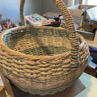 Vintage 1960 s Boho Mcm Wicker Rattan Large Hand Woven Basket