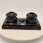 Heavy Double Inkwell Carved From Anthracite In 1800 s Pennsylvania Coal Mine 