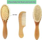 Molylove 3 Piece Baby Hair Brush And Comb Set For Newborn   Toddlers- Natural Wo