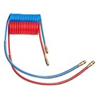 15  Semi Truck Air Brake Line Coil Assembly 15ft Nylon Red   Blue Brass Fittings