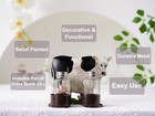 Cow Salt And Pepper Shakers Set - Two Glass Shakers With Lids  Cow Holder Cad   