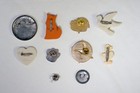 Lot Of 10 Vintage Buttons And Lapel hat Pins Animal And Bird Themed 