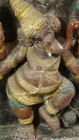 Antique 18c India Teak Wood Carved Polychrome Hindu Pooja God Ganesha Statue