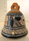 Vintage Mexican Pottery Hand Painted Signed Mexico Christmas Ornament Bell