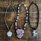 Vintage Necklace Lot 3 Mother Of Pearl Beaded Abalone Glassgem Beads Lee Sands 