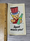 1960s Americana Decal Squirt Boy Soda Pop Advertising Usa Sticker Uncle Sam Hat