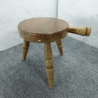 Vintage Wood 3 Leg Milking Stool Handle Stamped Made In Japan Authentic