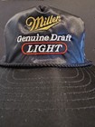 Vtg Miller Genuine Draft Light  Black Satin Snapback Hat Cap Rope Beer 90s Nos