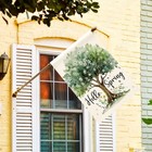 Hello Spring House Flag 28x40 Inch Double Sided Outside  Seasonal Floral Tree   