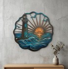 Coastal Lighthouse Metal Wall Art  Nautical Beach House Decor