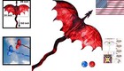 Kite  54 Inch Fiery Dragon  Nylon  Fiberglass Frame  Includes 162 Inch Tail